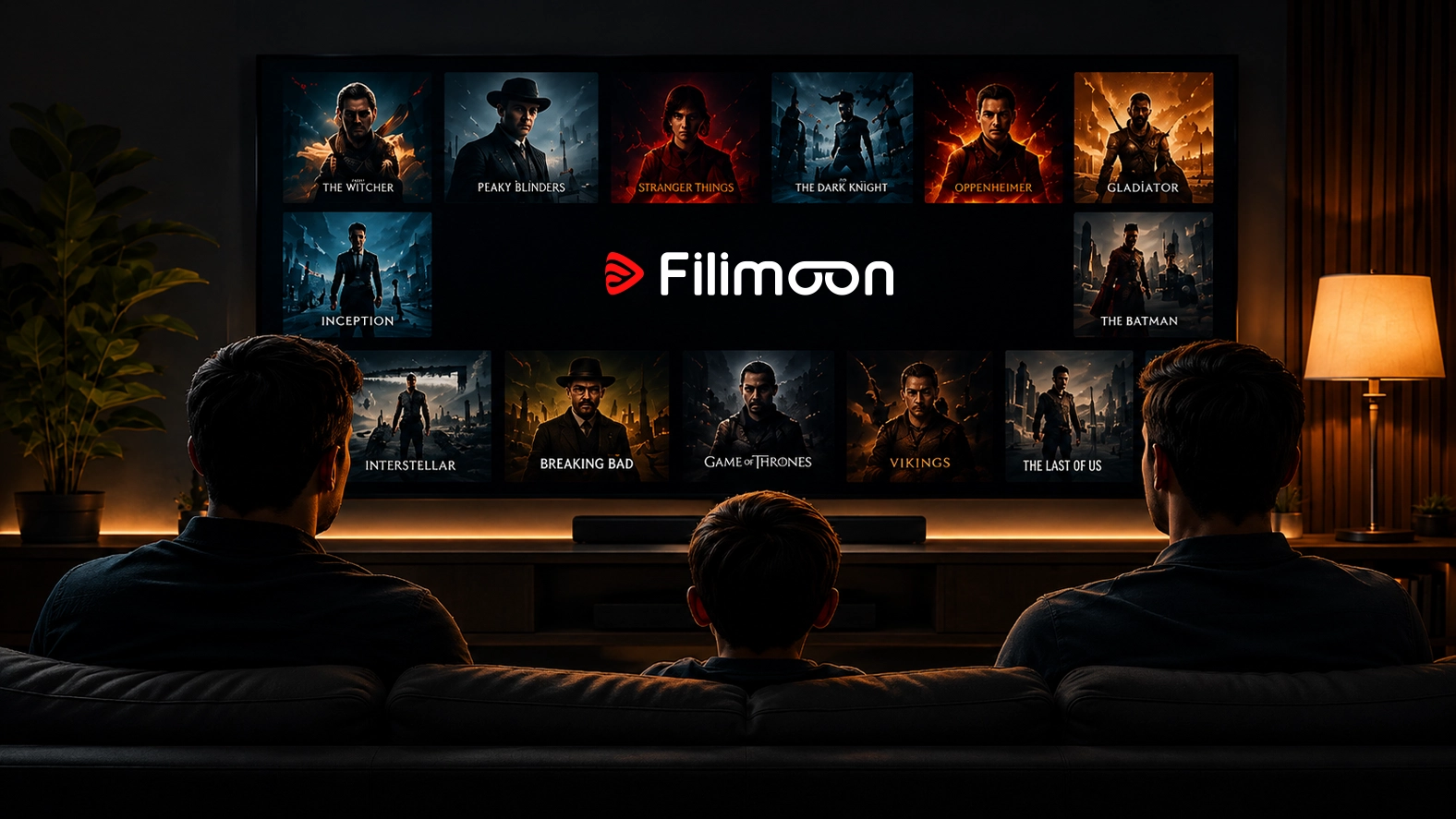 Filimoon entertainment playing on a home cinema screen
